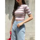 Slim-fit Striped Cropped Top