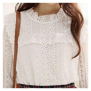 Frilled-front Lace Blouse