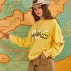 Printed Appliqu -detail Boxy Sweatshirt Yellow - One Size