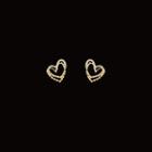 Rhinestone Alloy Heart Earring 1 Pair - 925 Silver Needle - Gold - One Size
