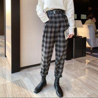 High-waist Straight-cut Loose Pants With Belt