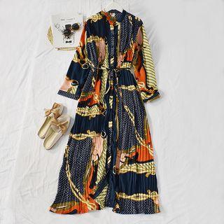 Long-sleeve Printed Maxi Dress Multicolor - One Size