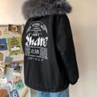 Print Furry Hooded Jacket