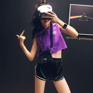 Sleeveless Hooded Crop T-shirt