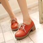 Brogue Lace-up Chunky Heel Platform Shoes