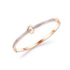Simple And Sweet Plated Rose Gold Heart-shaped 316l Stainless Steel Bracelet With Cubic Zirconia Rose Gold - One Size