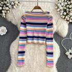 Long Sleeve Crew Neck Striped Knit Top