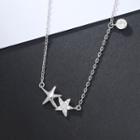 925 Sterling Silver Rhinestone Star Pendant Necklace One Size - One Size