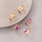 Set Of 5: Drip Glaze Rings 20802 - Set - Gold & Purple - One Size