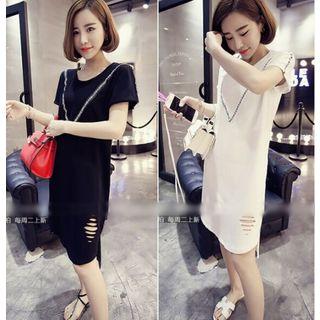 Ripped Short Sleeve T-shirt Dress