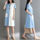 Short-sleeve Two-tone Lace-up Dress