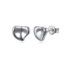 Simple Romantic Heart Stud Earrings Silver - One Size