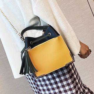 Tasseled Color Panel Shoulder Bag