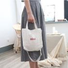 Lettering Embroidered Canvas Crossbody Bag White - One Size