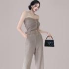 Strapless Belted Jumpsuit