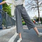 Plaid Cropped Wide-leg Pants Gingham - Black & White - One Size
