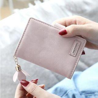 Faux-leather Flower Accent Wallet