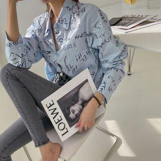 Pocket-front Letter Oversize Shirt