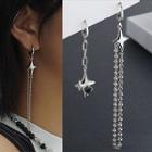 Star Chained Asymmetrical Alloy Dangle Earring 1 Pair - Silver - One Size