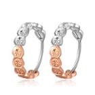 14k Italian Rose And White Gold Diamond Cut Connected Circles Huggie Hoop Earrings (12mm Diameter), Women Jewelry In Gift Box