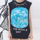 Cut Out Detail Printed Tank Top