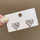 Heart Rhinestone Alloy Earring A037 - 1 Pair - 925 Silver - Silver - One Size
