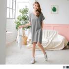 Flutter Sleeve Cross-back V-neck T-shirt Dress