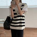 Striped Knit Vest Black - One Size