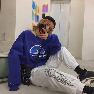 Rocket Print Sweatshirt Blue - One Size