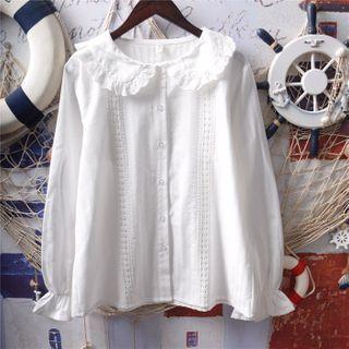 Long-sleeve Eyelet Lace Collar Shirt