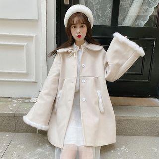Faux-fur Trim Single-breasted Coat