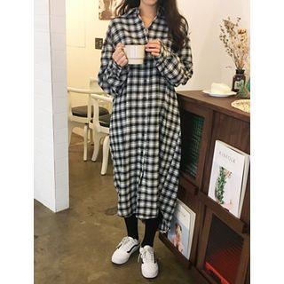 Plaid Long Shirtdress
