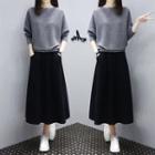 Plain Sweater / A-line Midi Skirt / Camisole Top / Set