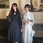 Long-sleeve Cut-out Midi A-line Dress