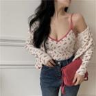 Floral Print Knit Camisole Top / Cardigan