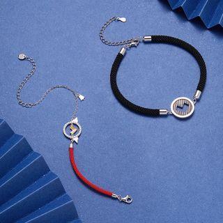 Asymmetric Rhinestone Red String Bracelet