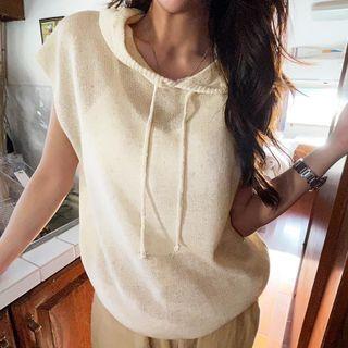 Sleeveless Knit Hoodie
