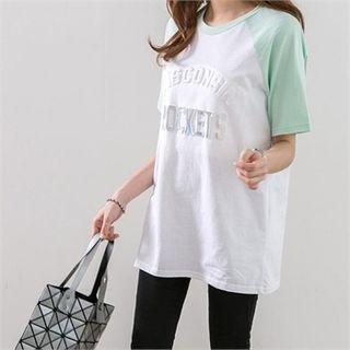 Contrast Raglan Short-sleeve Lettering T-shirt
