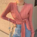 Long-sleeve Side Knot Knit Top