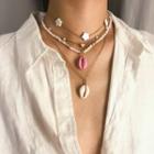 Shell Pendant Layered Choker Necklace 2415 - Gold - One Size