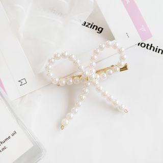 Faux Pearl Bow Hair Clip 1 Piece - Hair Clip - One Size