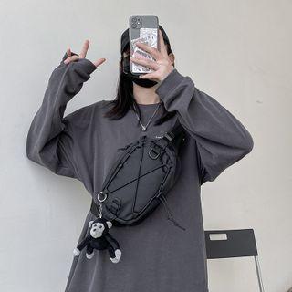 Monkey Charm Drawstring Sling Bag