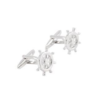 Fashion High-end Personality Rudder Shirt Cufflinks Silver - One Size