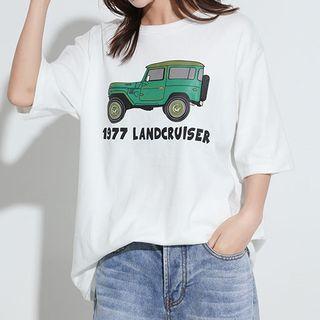 Car Printed 3/4 Sleeve T-shirt