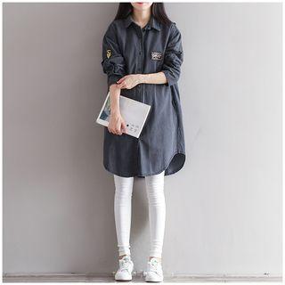 Applique Long Denim Shirt