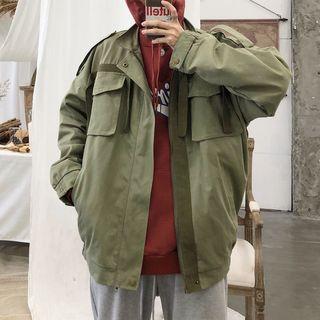 Stand Collar Lettering Utility Jacket