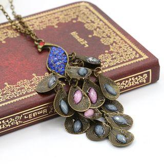 Gemstone Peacock Pendant Necklace