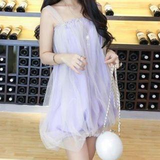 Wide Strap A-line Mesh Dress