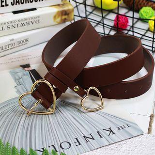 Heart Buckled Faux Leather Belt
