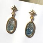 Rhinestone Resin Dangle Earring 1 Pair - S925 Silver - As Shown In Figure - One Size